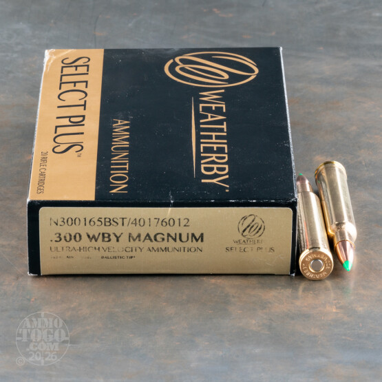 20rds - 300 Weatherby Mag. 165gr. Nosler Ballistic Tip Ammo