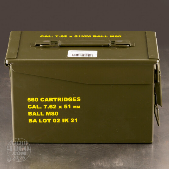 560rds – 7.62x51 Igman 147gr. FMJ M80 Ammo in Ammo Can