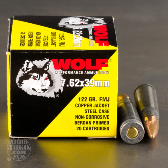 1000rds – 7.62x39 Wolf Copper Jacket 122gr. FMJ Ammo