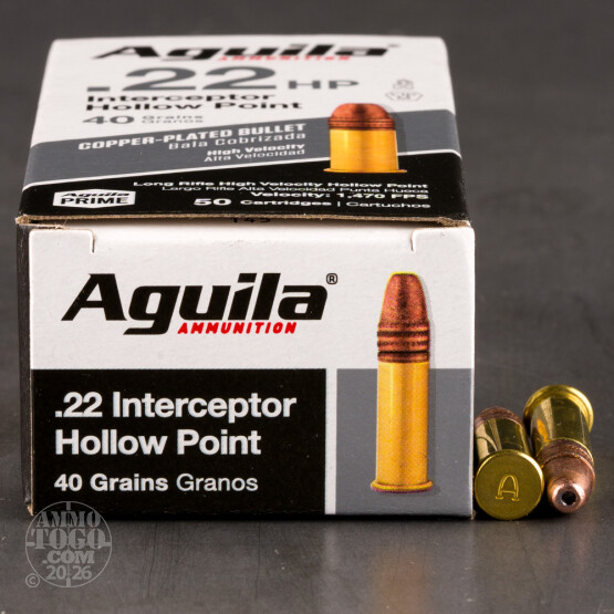 500rds - 22LR Aguila Interceptor 40gr. Hollow Point Ammo
