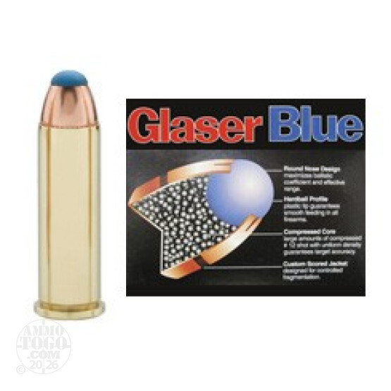 6rds - 38 Special Glaser Blue 80gr. +P Safety Slug