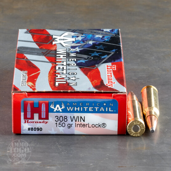 200rds – 308 Win Hornady American Whitetail 150gr. InterLock SP Ammo
