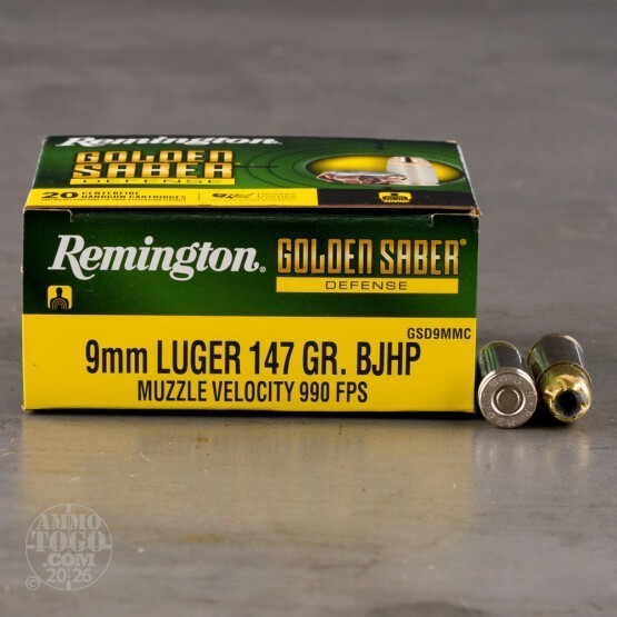 20rds – 9mm Remington Golden Saber 147gr. BJHP Ammo