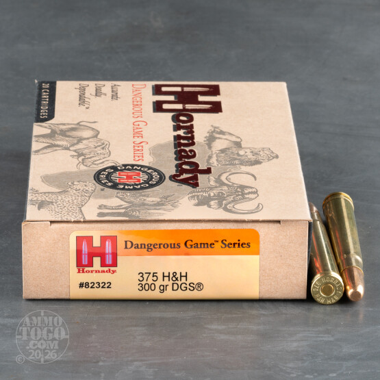 20rds - 375 H&H Mag Hornady 300gr. DGS Ammo