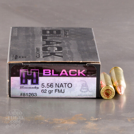 20rds - 5.56 Hornady BLACK 62gr. FMJ Ammo