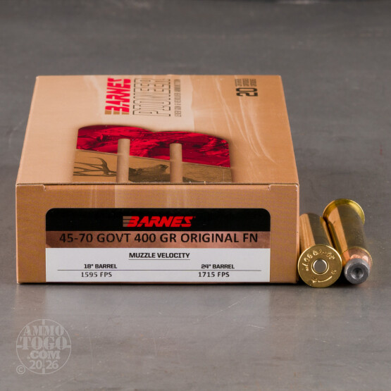 20rds – 45-70 Govt. Barnes Pioneer 400gr. SJHP Ammo