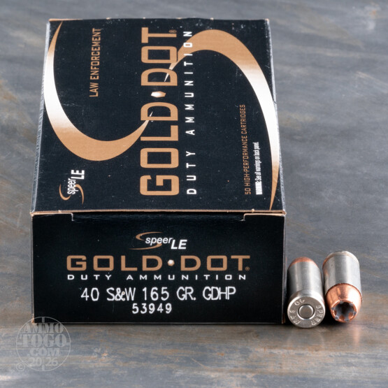 50rds – 40 S&W Speer LE Gold Dot 165gr. JHP Ammo