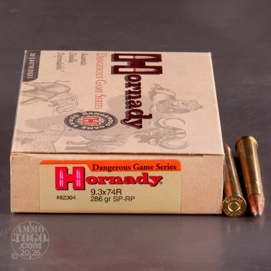 20rds – 9.3x74R Hornady Dangerous Game Series 286gr. Interlock SP-RP Ammo