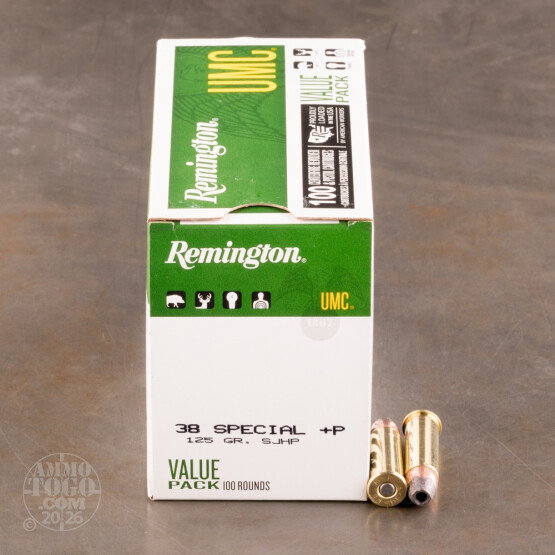 100rds - 38 Special Remington UMC 125gr. +P HP VP Ammo
