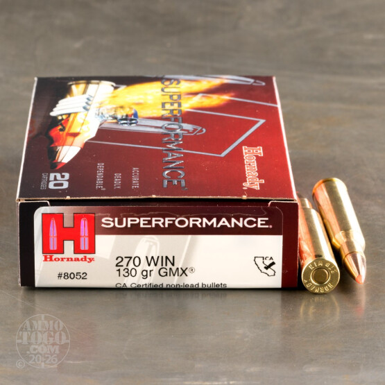 20rds - 270 Win. Hornady 130gr GMX Superformance Ammo