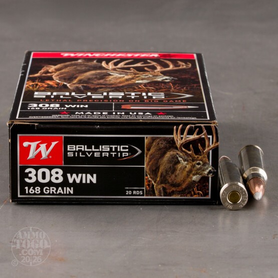20rds - 308 Win Winchester Ballistic Silvertip 168gr. Polymer Tip Ammo