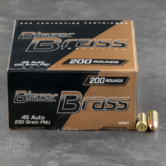200rds - 45 ACP Blazer Brass 230gr. FMJ Ammo