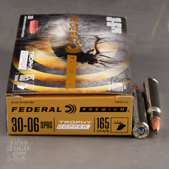 20rds – 30-06 Federal 165gr. Trophy Copper Ammo