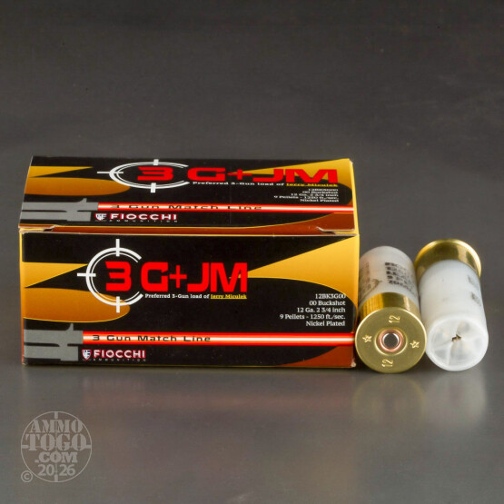 250rds - 12 Gauge Fiocchi 2 3/4" 00 Buckshot Ammo