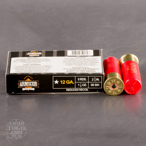 250rds - 12 Gauge Armscor Precision Low Recoil 2-3/4" 9-Pellet Buckshot Ammo 