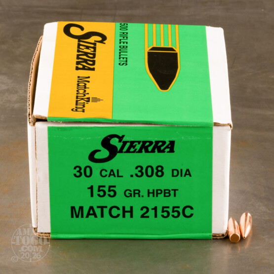 500pcs - 30 Cal .308" Dia Sierra MatchKing 155gr. HPBT Bullets