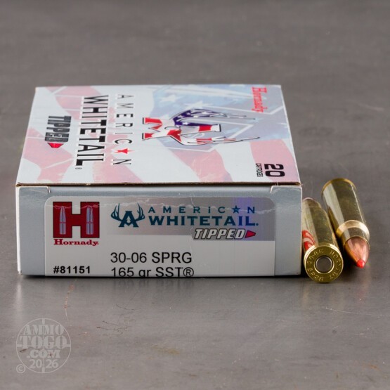 20rds – 30-06 Hornady American Whitetail Tipped 165gr. SST Ammo