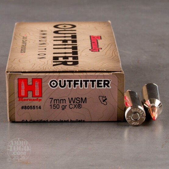 20rds – 7mm WSM Hornady Outfitter 150gr. CX Ammo