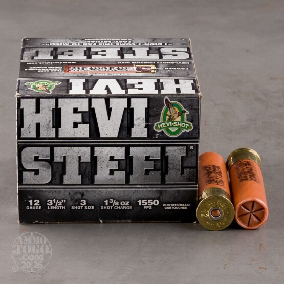 25rds – 12 Gauge Hevi-Steel 3-1/2" 1-3/8oz. #3 Steel Shot Ammo