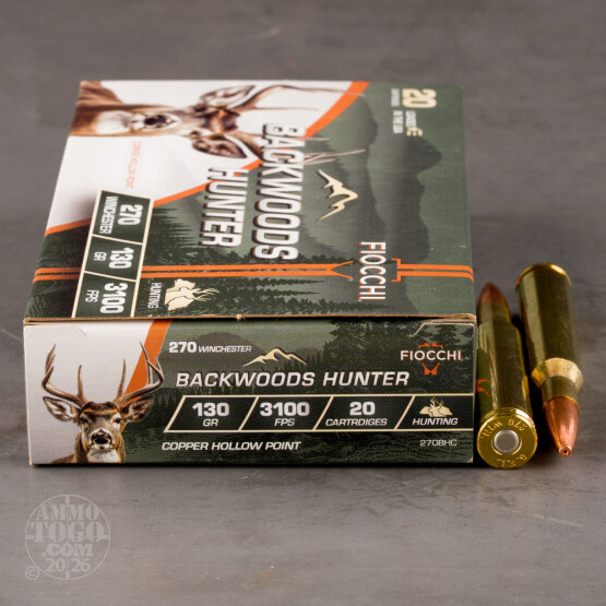 20rds – 270 Win Fiocchi Backwoods Hunter 130gr. CHP Ammo