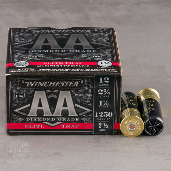 25rds – 12 Gauge Winchester AA Diamond Grade Elite Trap 2-3/4" 1-1/8oz. #7.5 Shot Ammo