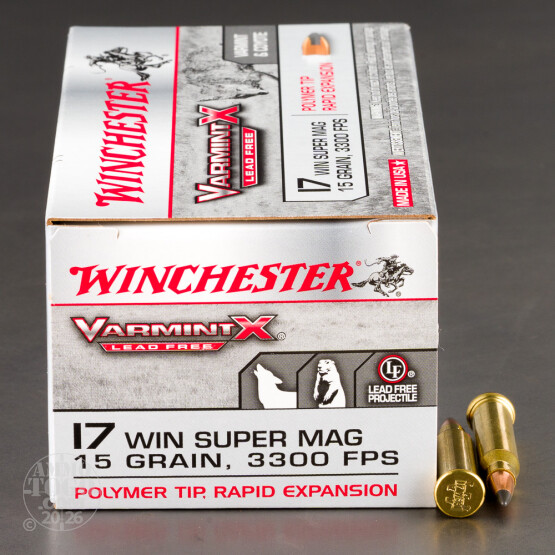 500rds – 17 WSM Winchester Varmint X Lead Free 15gr. Polymer Tip Ammo