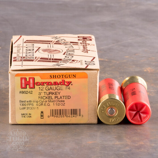 10rds - 12 Gauge Hornady Heavy Magnum 3" 1 1/2oz. #4 Turkey Load Ammo