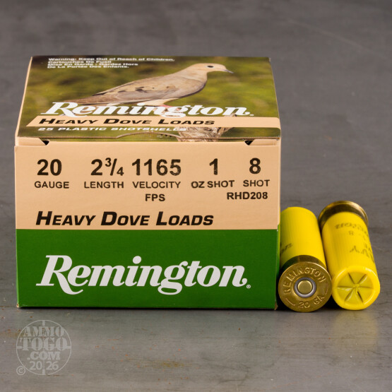 250rds - 20 Gauge Remington Heavy Dove Load 2 3/4" 1oz. #8 Shot Ammo