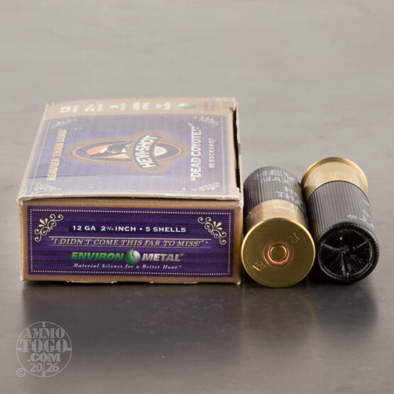 5rds - 12 Gauge Hevi-Shot Dead Coyote 2 3/4"  1 1/8oz. 9 Pellet 00 Buck Predator Load