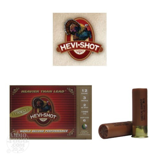 5rds - 12 Gauge Hevi-Shot Hevi-13 Turkey 3" 2oz. #6 Shot Ammo