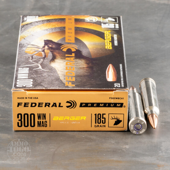 20rds – 300 Win Mag Win Federal 185gr. Berger Hybrid Hunter Ammo