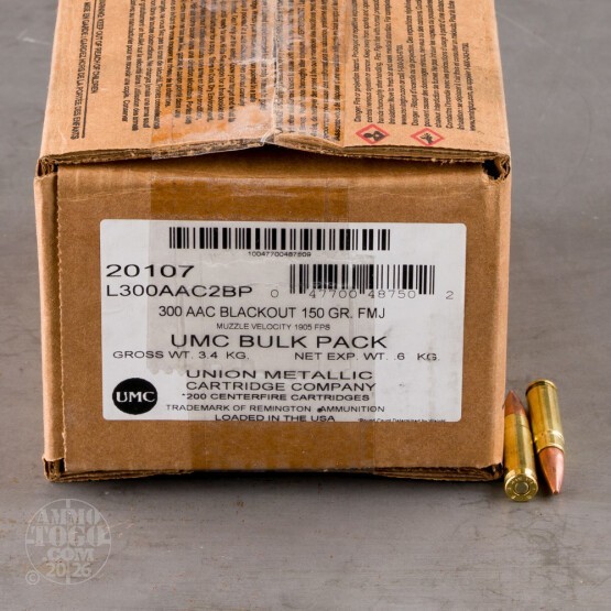 200rds – 300 AAC Blackout Remington UMC 150gr. FMJ Ammo