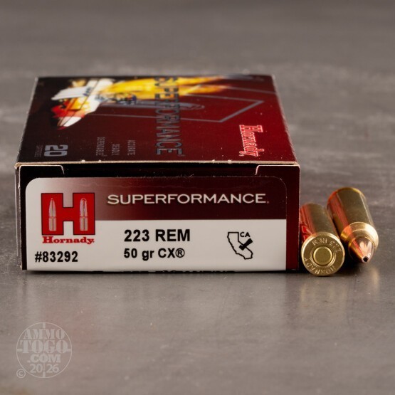 20rds – 223 Rem Hornady Superformance 50gr. CX Ammo