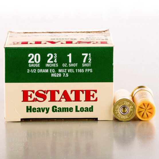 250rds - 20 Gauge Estate 2 3/4" 1oz. #7 1/2 Shot Heavy Game Load Ammo