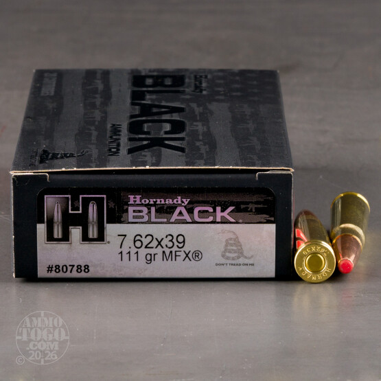 20rds – 7.62x39 Hornady BLACK 111gr. MonoFlex SBR Ammo