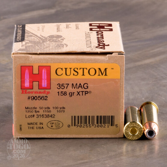 25rds - 357 Mag Hornady 158gr. XTP Hollow Point Ammo