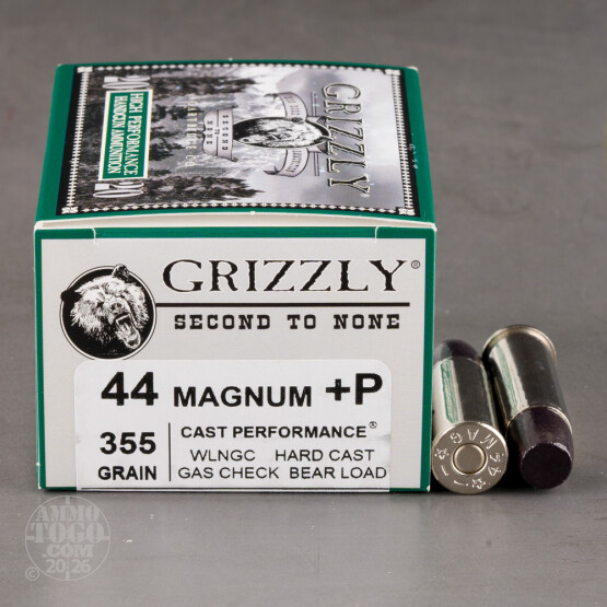 20rds – 44 Magnum +P Grizzly 355gr. Hard Cast WLNGC Ammo