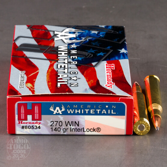 200rds – 270 Win Hornady American Whitetail 140gr. InterLock Ammo