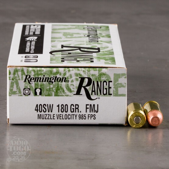 50rds – 40 S&W Remington Range 180gr. FMJ Ammo
