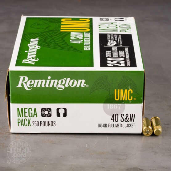 250rds - 40 S&W Remington UMC Megapack 165gr. FMJ Ammo
