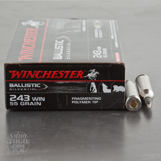 20rds – 243 Win Winchester Ballistic Silvertip 55gr. Polymer Tip Ammo