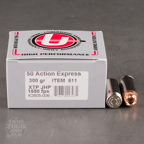 20rds – 50 AE Underwood 300gr. XTP JHP Ammo