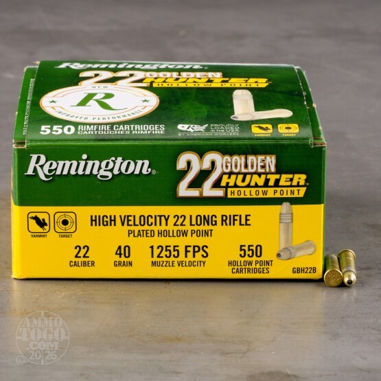 550rds – 22 LR Remington 22 Golden Hunter 40gr. CPHP Ammo