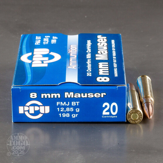 20rds - 8mm Mauser Prvi Partizan 198gr. FMJ Ammo