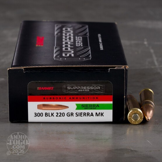 20rds – 300 AAC Blackout Barnes Suppressor Series 220gr. HPBT MatchKing Ammo
