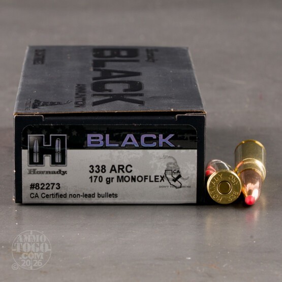 20rds – 338 ARC Hornady BLACK 170gr. MonoFlex Ammo