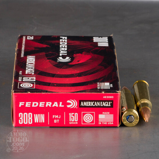 20rds - .308 Federal American Eagle 150gr. FMJ Ammo
