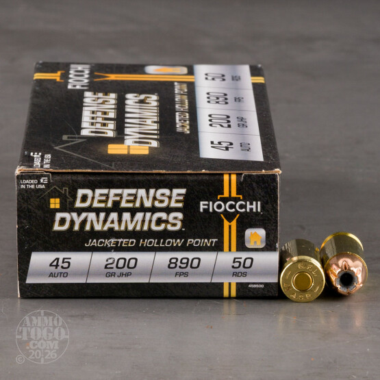 50rds – 45 ACP Fiocchi 200gr. JHP Ammo