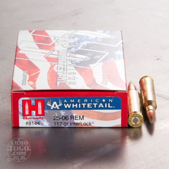 20rds - 25-06 Rem. Hornady American Whitetail 117gr. InterLock BTSP Ammo