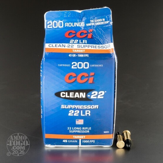 2000rds – 22 LR CCI Clean-22 Suppressor 45gr. Poly-Coated LRN Ammo